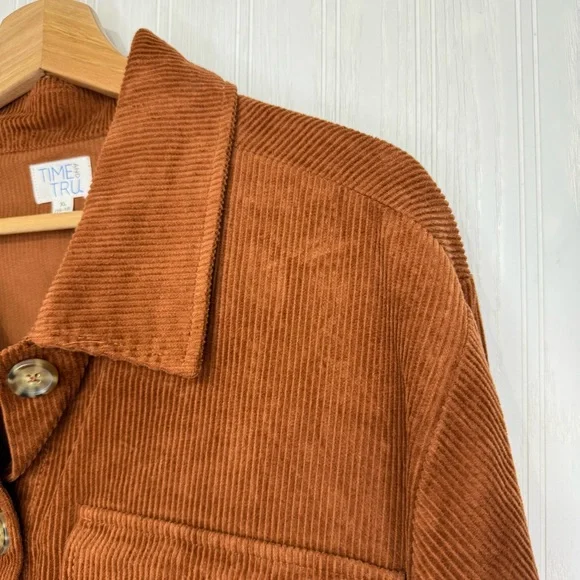 Time & Tru Rust orange corduroy Shacket size XL 16-18 - Picture 4 of 10